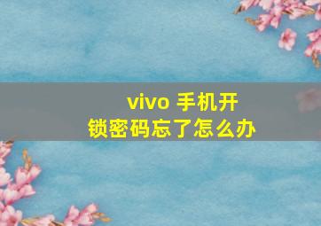 vivo 手机开锁密码忘了怎么办